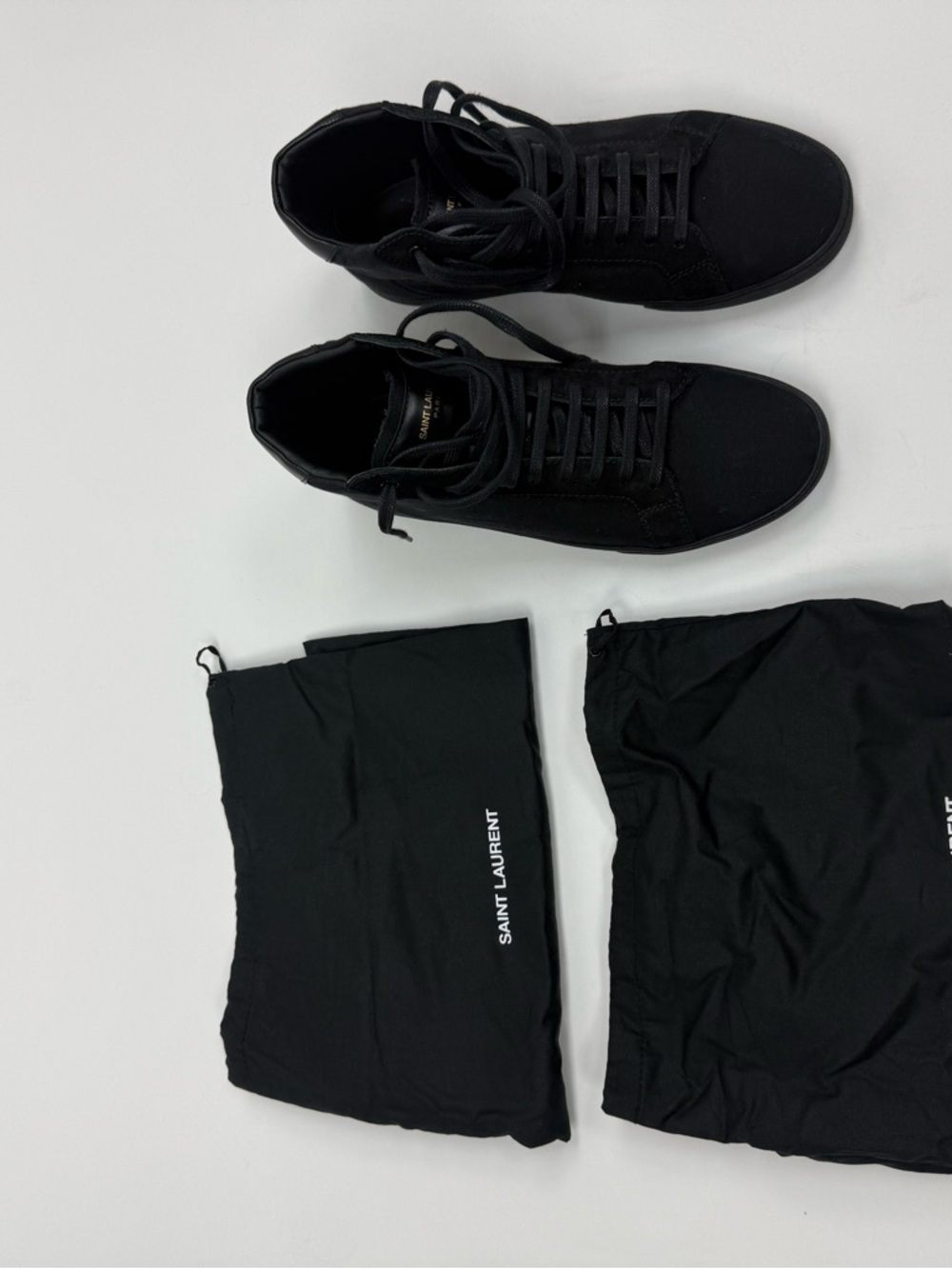 Saint Laurent Men's Black Lace-Up High-Top Sneakers - Picture 7 of 7